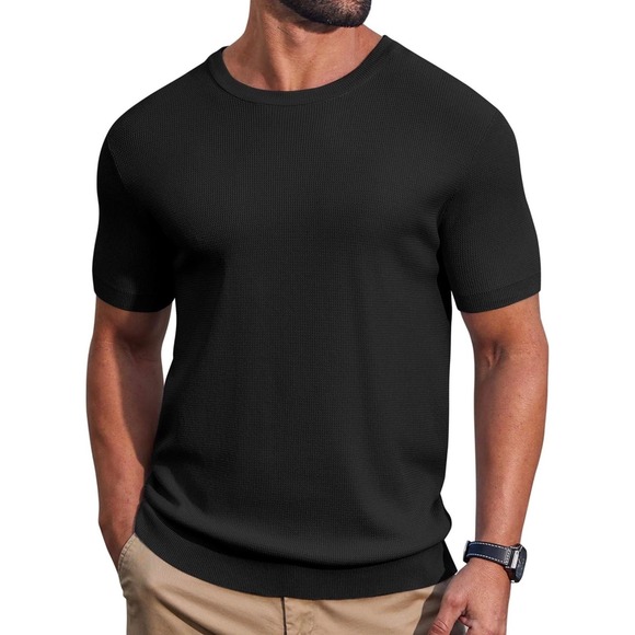 Coofandy Other - Men's Black Knit Sweater Tee Minimalist Quiet Luxury Old Money Size S